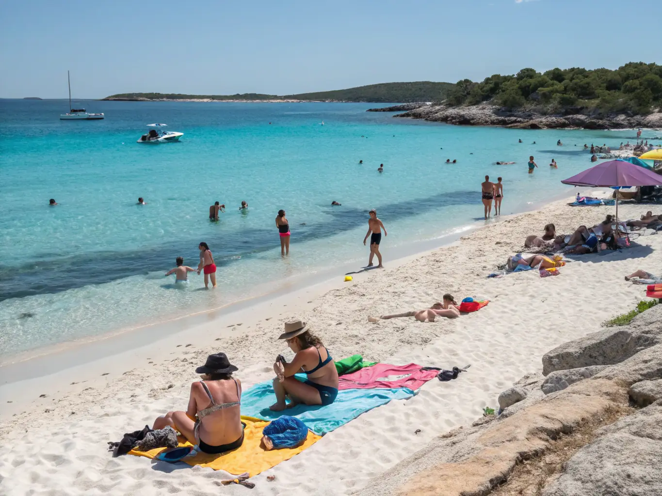 A group of guests laughing and enjoying themselves on a guided tour of a local island, showcasing the island excursions offered by St. Vincents Catamaran Journeys.